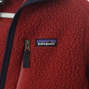 Red fleece Patagonia zip up jacket